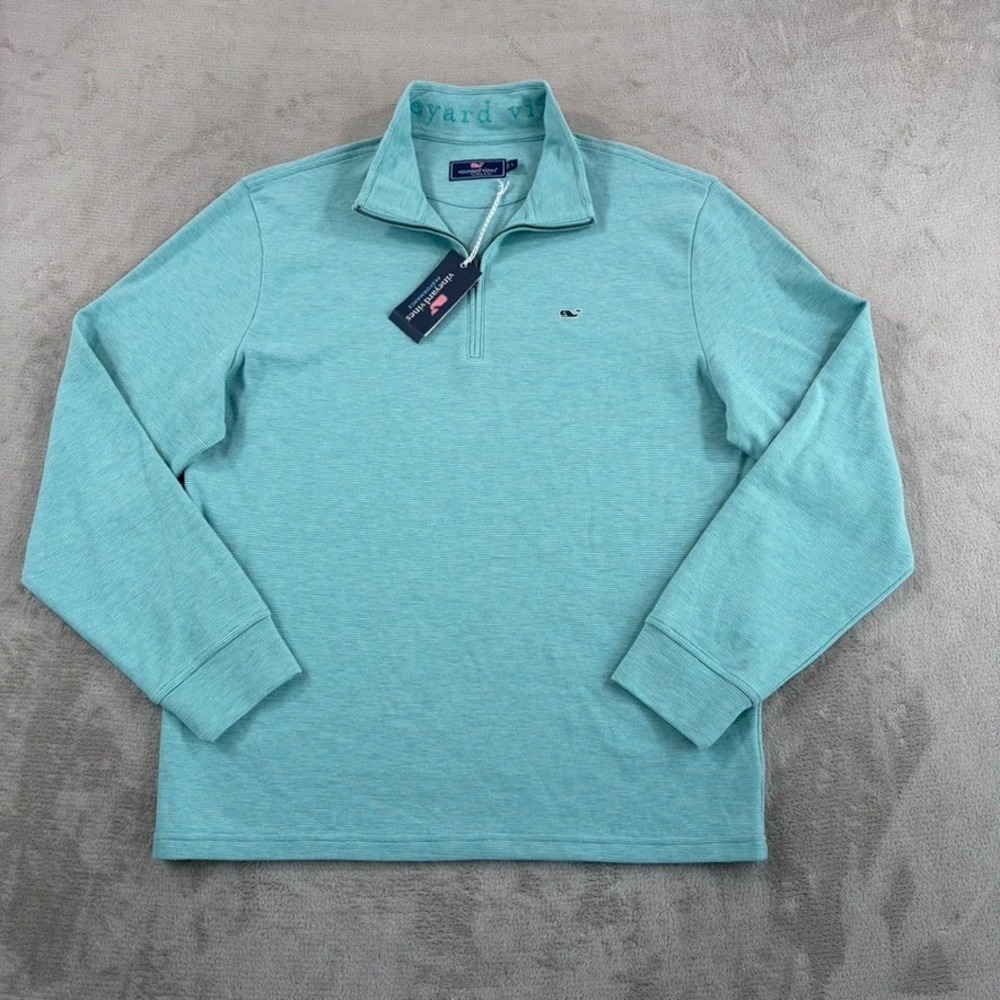 Vineyard Vines Saltwater ¼ Zip Sweatshirt in Aqua‎ Ocean Men Large NWT